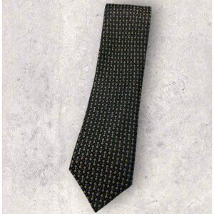 KENZO Silk Tie ITALY Gray Gold Geometric W:3.5" EUC